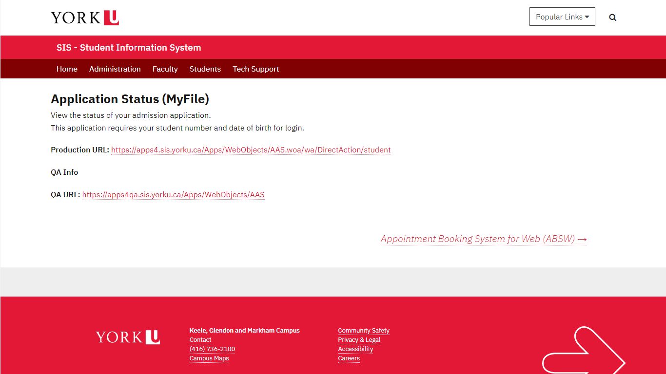 Application Status (MyFile) | SIS - Student Information System