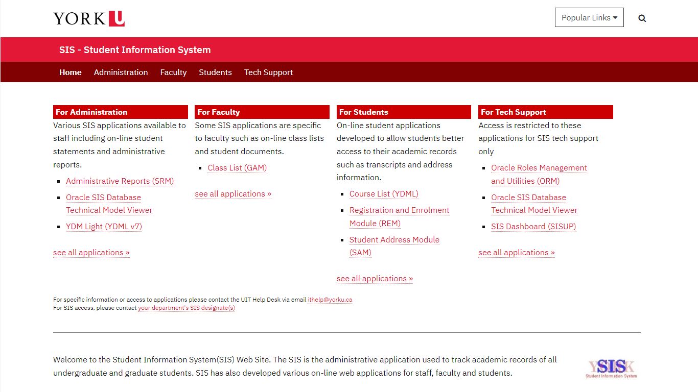 SIS - Student Information System - York University